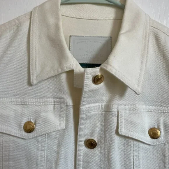 Ralph Lauren White Denim Jacket - Size 2, Like New, Versatile Styling Options - Picture 2 of 3